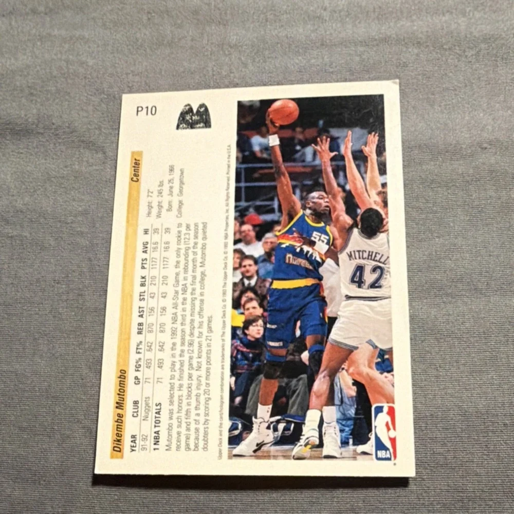 Upper Deck 1992-93 McDonald's Dikembe Mutombo #P10 Denver Nuggets Basketball NBA